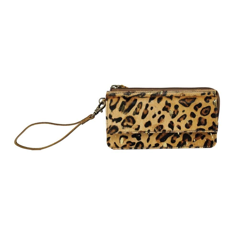 2046 Sparkling Gold Hide Leather Wallet Wristlet Wrap